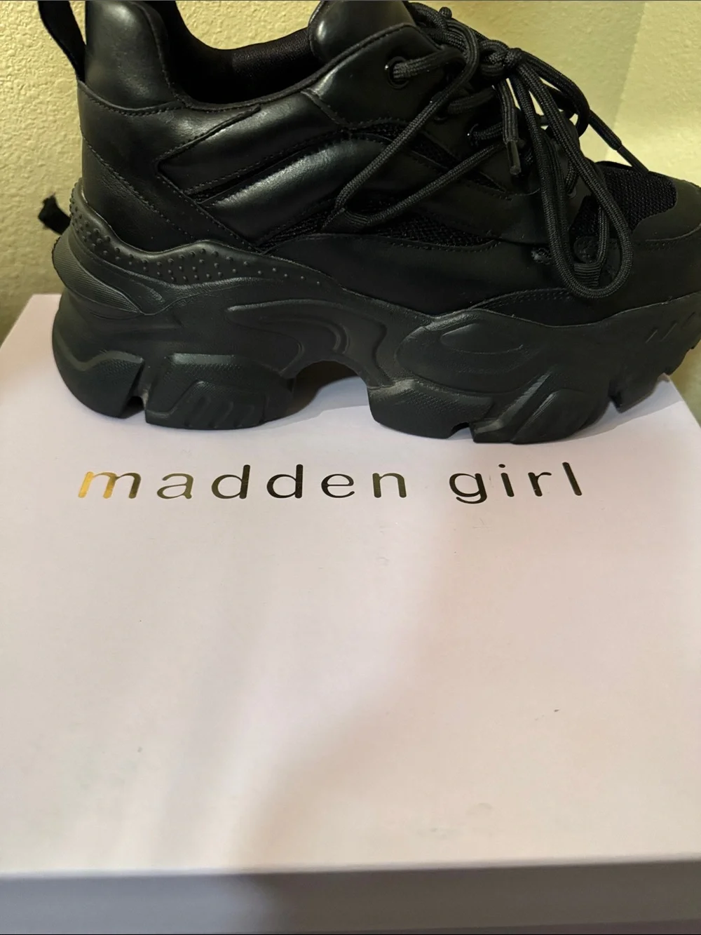 Madden Girl Black Platform Chunky Sneakers (See Imperfection)